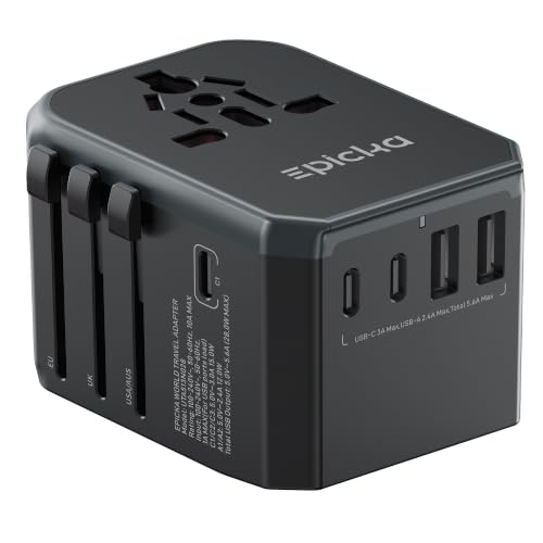 EPICKA Universal Travel Adapter with 1AC/3 USB-C/2 USB-A Ports