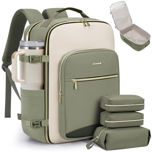 LOVEVOOK 40L Travel Backpack for Women & Men, Airline Approved Carry On Luggage with 3 Packing Cubes, TSA Overnight Bags, Waterproof Personal Item Bag, Weekender Essentials Backpacks fits 17" Laptop