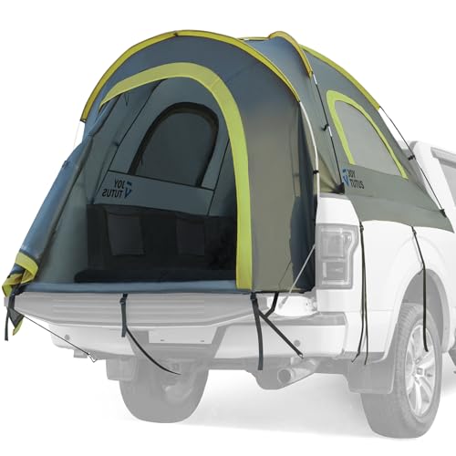 JOYTUTUS Pickup Truck Tent 2.0, Waterproof PU2000mm Double Layer for 2 Person, Portable Truck Bed Tent with Rainfly, 5.5'-5.8' Camping Preferred - Green