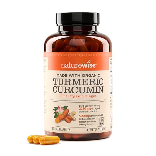 NatureWise Turmeric Curcumin 2250mg Supplement with BioPerine, 180 Capsules