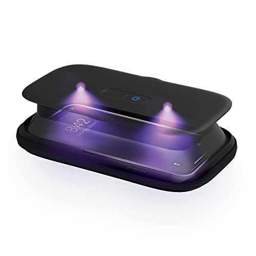 HoMedics UV Clean Portable Sanitizer – Rechargeable UV Light Sanitizer and Sterilizer Box - Kills 99.9% of Airborne Contaminates, Fits Masks, Makeup Brushes, Glasses, Cell Phones, Keys, Black