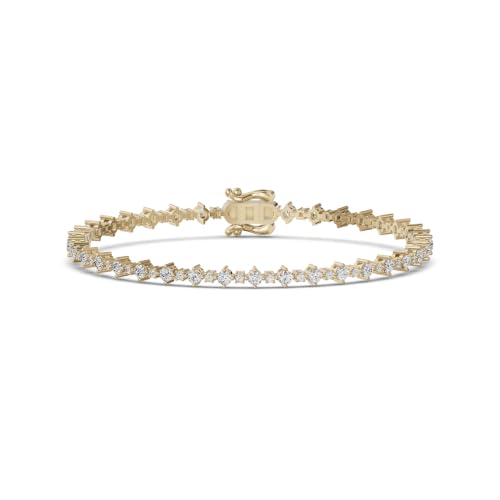 CRAFTED CARATS Gold Vermeil Alternating Diamond Tennis Bracelet, 2.00ctw | 7" Length | Modern, Minimalist Jewelry