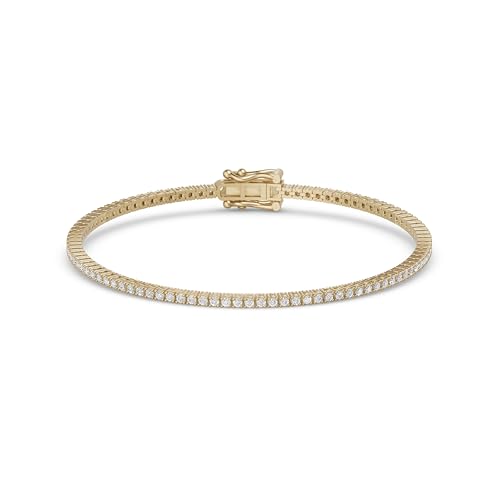 CRAFTED CARATS Gold Vermeil Round Cut Diamonds Tennis Bracelet, 1.0ctw | 7" Length | Modern, Minimalist Jewelry