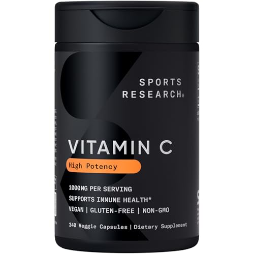 Sports Research® High Potency Vitamin C 1000mg, 240 Count Veggie Capsules