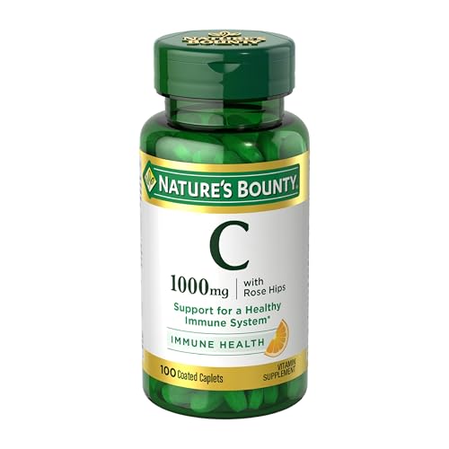 Nature's Bounty Vitamin C + Rose Hips, Vegetarian Caplets, 100 Count