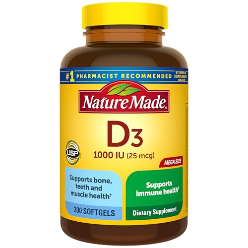 Nature Made Vitamin D3 1000 IU (25 mcg), 300 Vitamin D Softgels