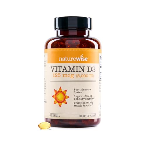 NatureWise Vitamin D3 5000IU Supplement, Immune Support, 360 Mini Softgels