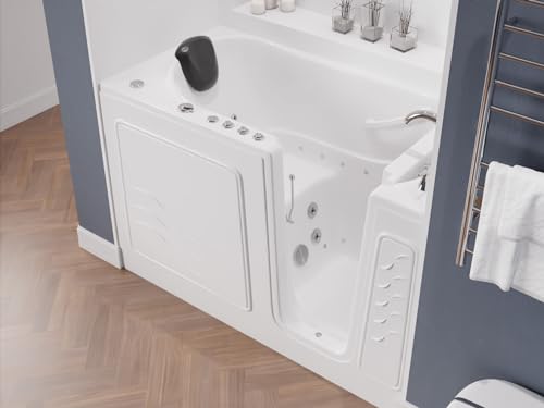 ANZZI Walk In Tub, 30 X 60 In, Right Drain, Air & Whirlpool Jets, 110v | Soothing Hydrotherapy 8 Adjustable And 4 Targeted Back, Integrated Grab Bars Slip Resistant Flooring