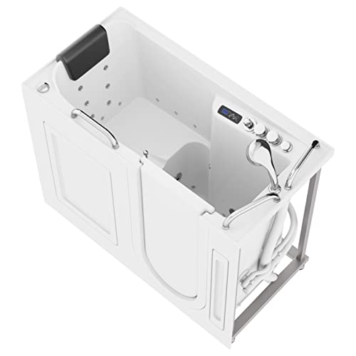 ANZZI 27 x 53 In Walk In Tub with Jets, Right Drain, Whirlpool & Air, 110V | Walk In Tubs for Seniors with Dual Air & Whirlpool Massage, Low Threshold Door, ADA Seat, Grab Bars & Quick Fill Faucet