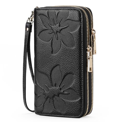 GOIACII Women's Wallet RFID Blocking Leather Wristlet