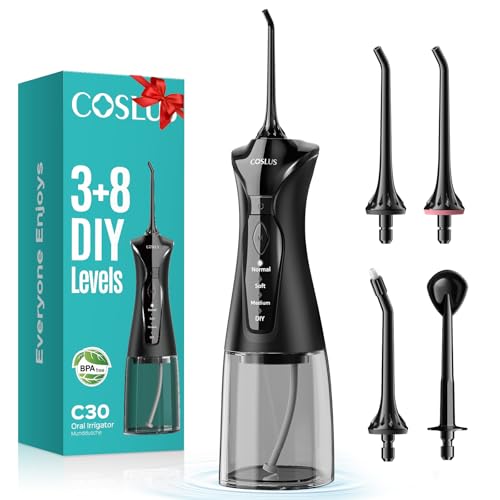 COSLUS C30 Portable Water Dental Flosser Pick Teeth, Upgraded DIY Mode