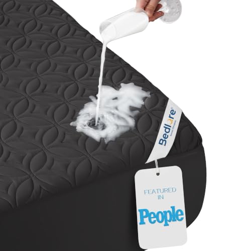 BEDLORE Waterproof Mattress Protector, Queen Size Mattress Pad Noiseless | Deep Pockets Fit 6"-18" Mattresses, Soft Breathable Dirt-proof Bed Mattress Cover Washable for Home, Bedroom, Hotel (Black)