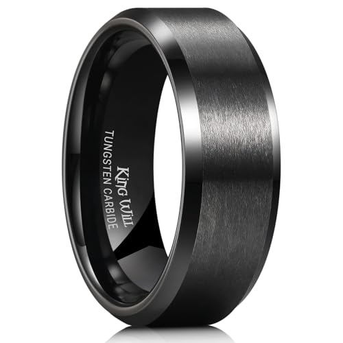 Black Men Tungsten Wedding Band 8mm Size 10