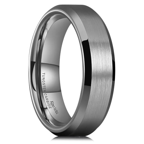 King Will Gunmetal Gray Men Tungsten Wedding Band 6mm Size 9
