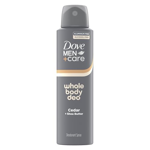DOVE MEN + CARE Whole Body Deo Deodorant Spray Cedar + Shea Butter, 4 oz