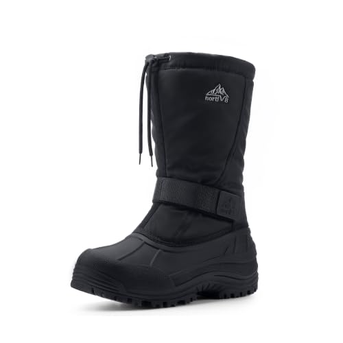 NORTIV 8 Men's Waterproof Winter Snow Boots Insulated,Black,11