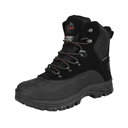NORTIV 8 Men's Waterproof Hiking Winter Snow Boots,Black/1,10