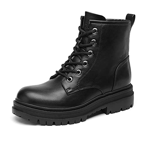 DREAM PAIRS Women's Combat Boots Lace-up Ankle Boots,Black,7.5