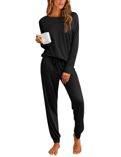 Ekouaer Pajamas Womens Long Sleeve Pj Set 2 Piece Loungewear Soft Sleepwear