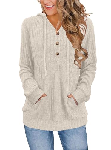 XMTOPYE Womens Sweaters Hoodies for Women Capsule Wardrobe Henley Pullover