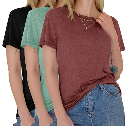 GAYHAY 3 Pack Womens T-Shirts Short Sleeve Summer Tops Soft Basic Tees 2026