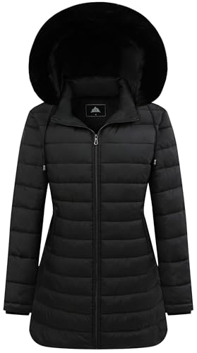 GOLDLADIES Women's Waterproof Long Hooded Down Jacket