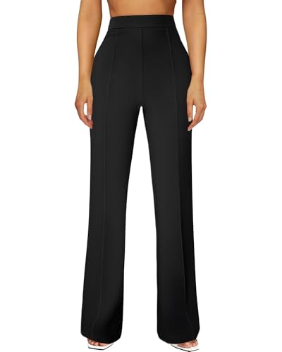 JEKAOYI Womens Straight Leg Dress Work Pants High Waist Stretchy Business Casual Pants Office Trousers Slacks Black