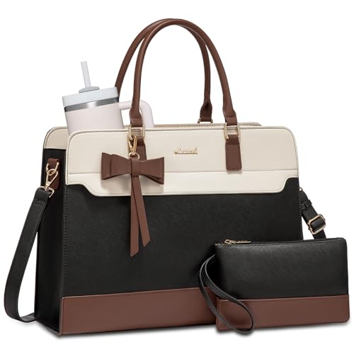 LOVEVOOK Laptop Tote Bag for Women,Leather Work Bag, Waterproof Business Teacher Bag