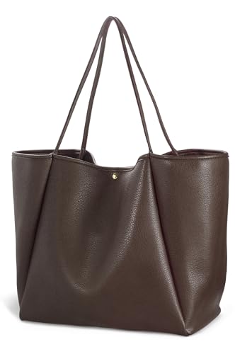 Oversize Pu Leather Tote Women Weekender Bag Shopper Handbag Travel Purse (Coffee)