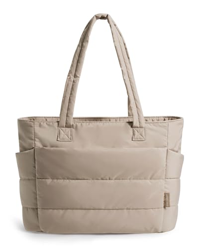 BAGSMART Tote Bag for Women, Lightweight Puffy Tote Bag with Compartments