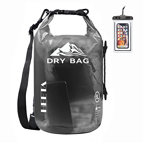 HEETA Dry Bag Waterproof for Women Men (Transparent Black, 5L)