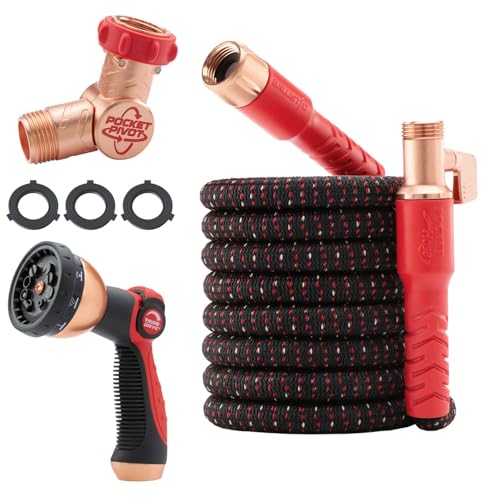 Pocket Hose Ballistic 50 FT Expandable Garden Hose mit Pocket Pivot Drehanschluss, bersthemmender Hülle verstärkt mit kugelsicherer Faser, leicht, knickfrei, kompakt, UV-geschützt, AS SEEN ON TV