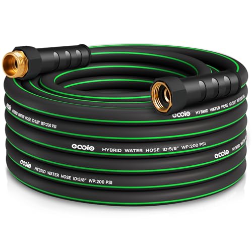Heavy Duty Garden Hose 25ft, NICHT AUSZIEHBARER flexibler Wasserschlauch, knickresistenter leichter Hybrid-Schlauch, auslaufsichere Anschlüsse von männlich zu weiblich