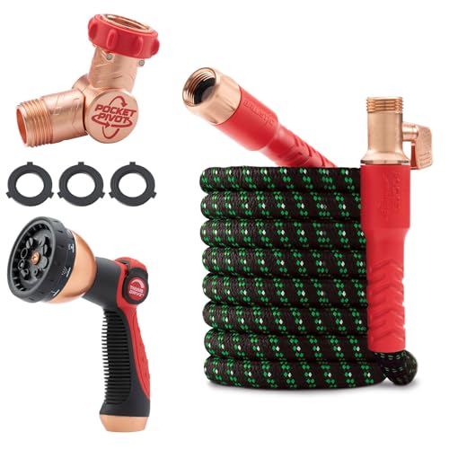 Pocket Hose Ballistic Double UV Edition 50 FT Expandable Garden Hose mit Pocket Pivot Drehanschluss, bersthemmender Hülle verstärkt mit kugelsicherer Faser, leicht, knickfrei, kompakt, AS SEEN ON TV
