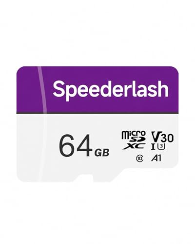 Micro SDXC Memory Card 64GB Pack, Speederlash Camera Plus TF Card with Adapter, 90MB/s leessnelheid, ondersteuning voor 4K UHD&5K-video, U3 V30 A1-geclassificeerd, voor beveiligingscamera, smartphone, drone, tablet, pc