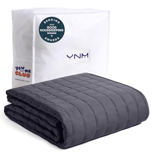 YnM 15lbs Weighted Blanket for Adults, schwere Bettdecke mit kühlenden Glasperlen für den Ganzjahreseinsatz, ideal für ca. 140 lbs (48x72 Inches, Twin/Full, Dark Grey)