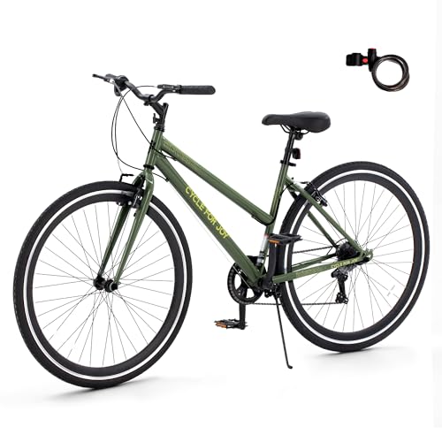RegalRider Hybrid Bike, 700C Men's Bike, 7-Speed Commuter Bicycle, Low Step-Through Frame, Adjustable Seat & Handlebar, Reflectors, 90% Pre-Assembled