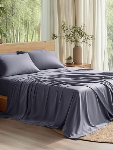 Bedsure Queen Sheet Set, Cooling Sheets for Queen Size Bed Set, Rayon Derived from Bamboo, PureWoven, Breathable & Soft, Deep Pocket Up to 16
