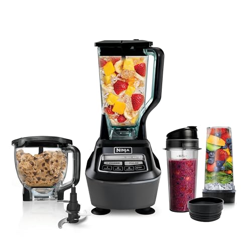 Ninja Kitchen System | All-in-One Food Processor & Blender für Smoothies | Enthält Krug, (2) 16 oz. To-Go Cups & 8-Cup Bowl | Macht Salsa, Teig, Shakes & Frozen Drinks | 1500W | Black | BL770