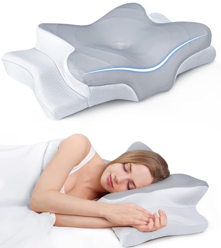 Ultra Pain Relief Cooling Pillow voor nekondersteuning, verstelbaar cervicale kussen voor comfortabel slapen, geurloos ergonomisch contour memory foam kussen, orthopedisch bedkussen voor zij-, rug- en buikslapers