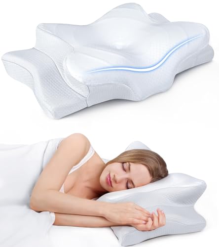 Ultra Pain Relief Cooling Pillow voor nekondersteuning, verstelbaar cervicale kussen voor comfortabel slapen, geurloos ergonomisch contour memory foam kussen, orthopedisch bedkussen voor zij-, rug- en buikslapers