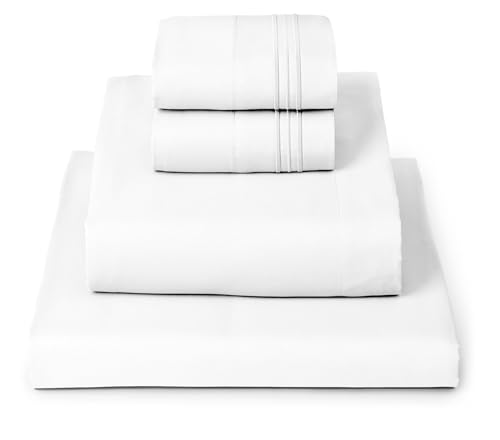 Mellanni King Sheets Set - 4 PC Iconic Collection Bedding - Hotel Luxury, Extra Soft, Cooling Bed Sheets - Wrinkle, Fade, Stain Resistant (King, White)