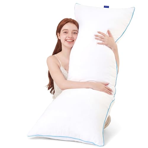 YZ HOME Memory Foam Body Pillow Insert - full body pillow voor volwassenen - zacht lang bedkussen voor zijslapers (wit, 20 Inchx54 Inch)