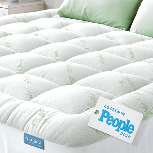 Niagara Sleep Solution Ultra Soft Twin Size Mattress Topper - Rayon Derived from Bamboo Pillow Top Mattress Pad for Back Pain Relief - Naturally Cooling for Hot Sleepers, Green