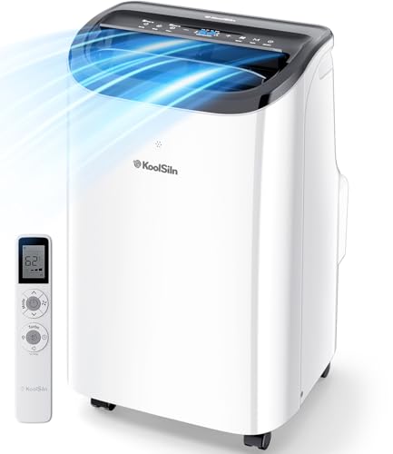 12,000 BTU Portable Air Conditioner Cools Up to 550 Sq.Ft, Auto-Evaporation Low Noise Portable AC Unit with Remote Control Fits for Large Room, Office, Garage, White