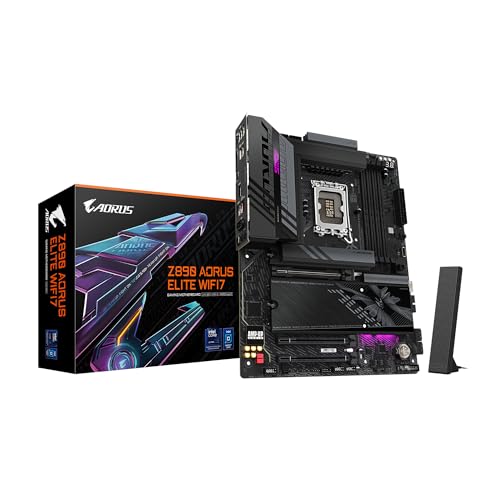GIGABYTE Z890 AORUS Elite WIFI7 Intel Core Ultra (Series 2) LGA 1851 Motherboard, ATX, DDR5, 4X M.2, PCIe 5.0, Thunderbolt 4, 2.5GbE LAN, EZ-Latch