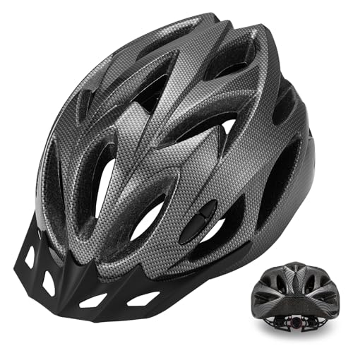 Zacro Adult Bike Helmet, Lightweight Bicycle Helmet with Removable Pads and Visor, CPSC Certified Safety Helmet for Men Women, Mountain Road Cycling Helmet for Adult, Black