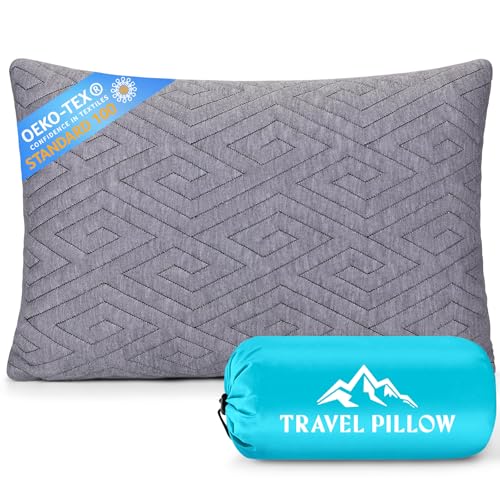 1 MIDDLE ONE Travel Pillow for Sleeping Camping, Memory Foam Small Pillow with Breathable Cover for Backpacking, Airplane, Car (15.5 X 12 Inch)