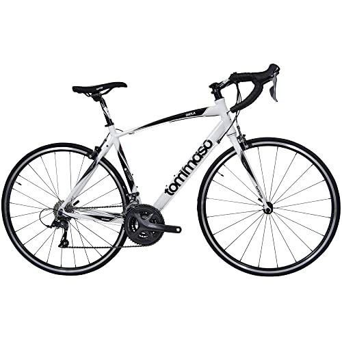 Tommaso Imola - Sport Performance Aluminum Road Bike, Shimano Claris 24 Speeds for Men and Women, Racing and City Bicycle - White Medium 56cm