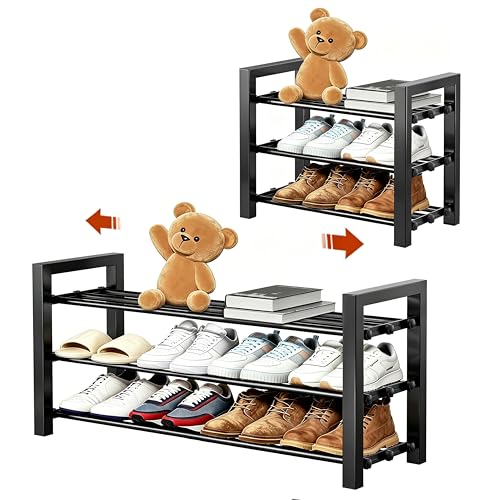 HDDTTZ Upgraded 3-Tier Expandable Shoe Rack